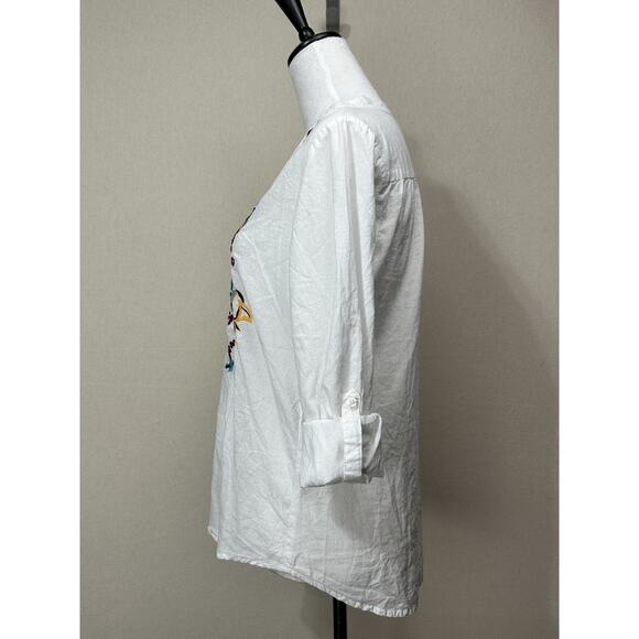 Magazine Women’s Embroidered Tunic Top Size Small Floral Boho Cottage Peasant - Picture 6 of 12